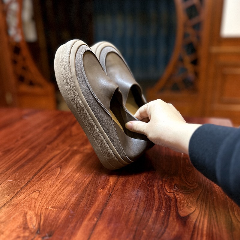 头层牛皮厚底舒适两穿懒人鞋