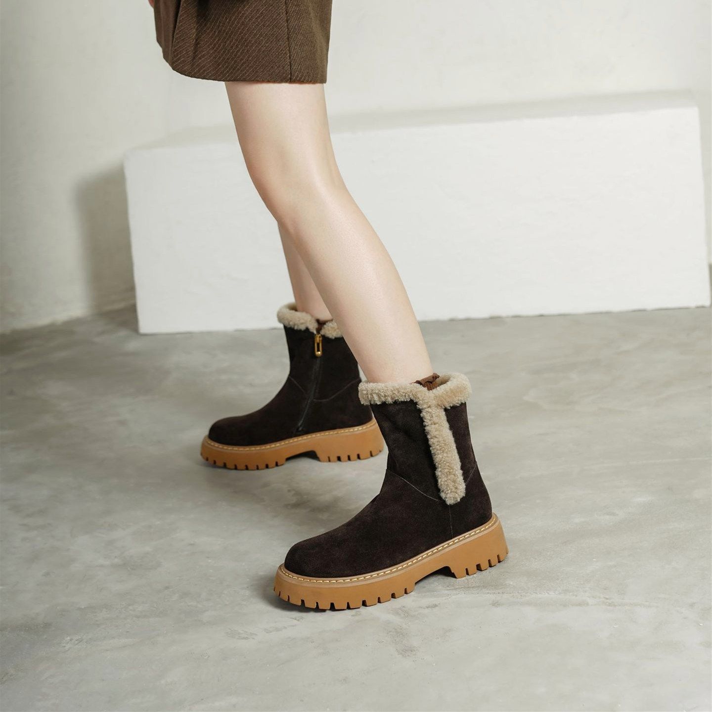 【烁掌柜】2025冬新品复古风加绒保暖雪地靴中跟厚底毛毛棉靴女靴,女鞋,时尚雪地靴,淘宝优惠券,粉丝福利购,淘宝优惠卷