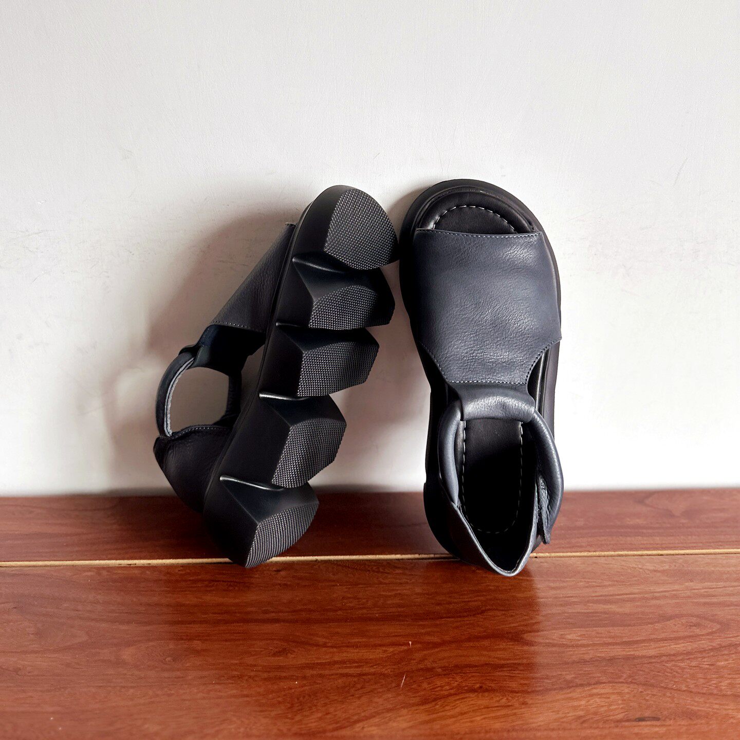 【烁掌柜】复古文艺范手工真皮女鞋头层牛皮高跟厚底露趾罗马凉鞋