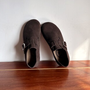 磨砂牛皮平底圆头勃肯鞋 日系复古风真皮森女鞋 软底单鞋 烁掌柜