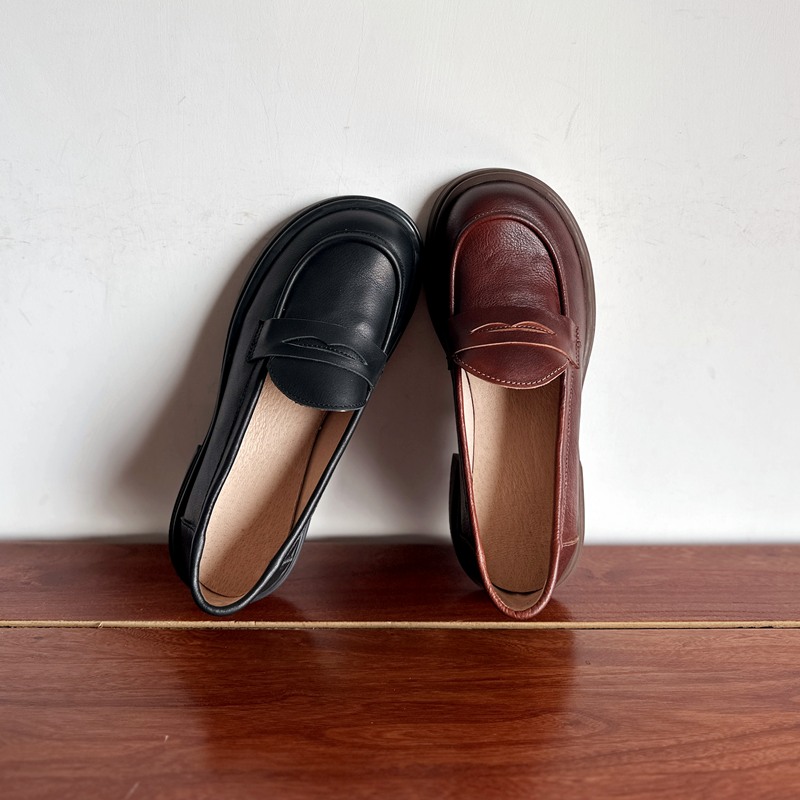 头层牛皮通勤百搭乐福鞋