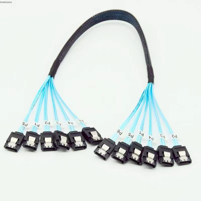 thumbnail for The server uses 4 6-pack SATA3.0 data cables, SATA III, supports 6G to SSD, 1 meter 70CM