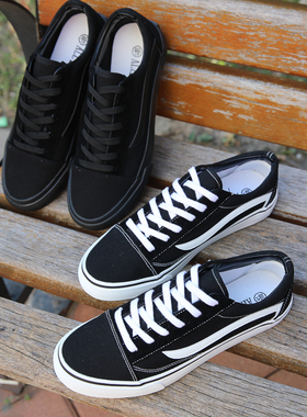 凡不学帆布鞋学生板鞋权志龙同款百搭休闲鞋wans韩版潮流男鞋脏橘