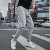 精神小伙裤子男韩版潮流字母刺绣运动裤夏季薄款束脚卫裤男K91P45，男装休闲裤，电商A1018-1