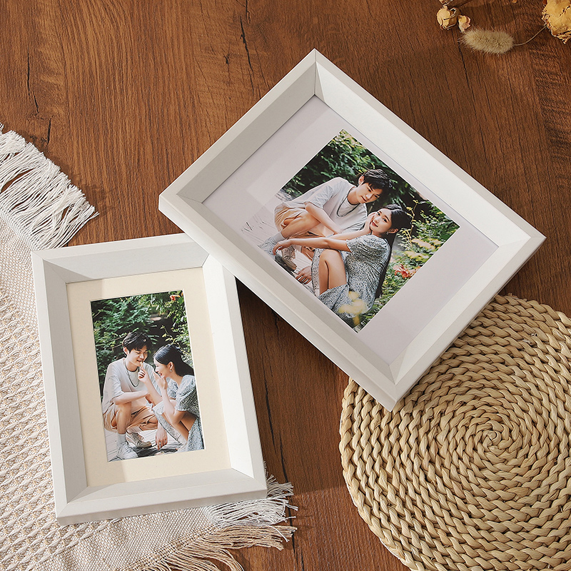 洗照片打印加相框摆台简约实木质桌面摆件定制diy挂墙6 7寸情侣框