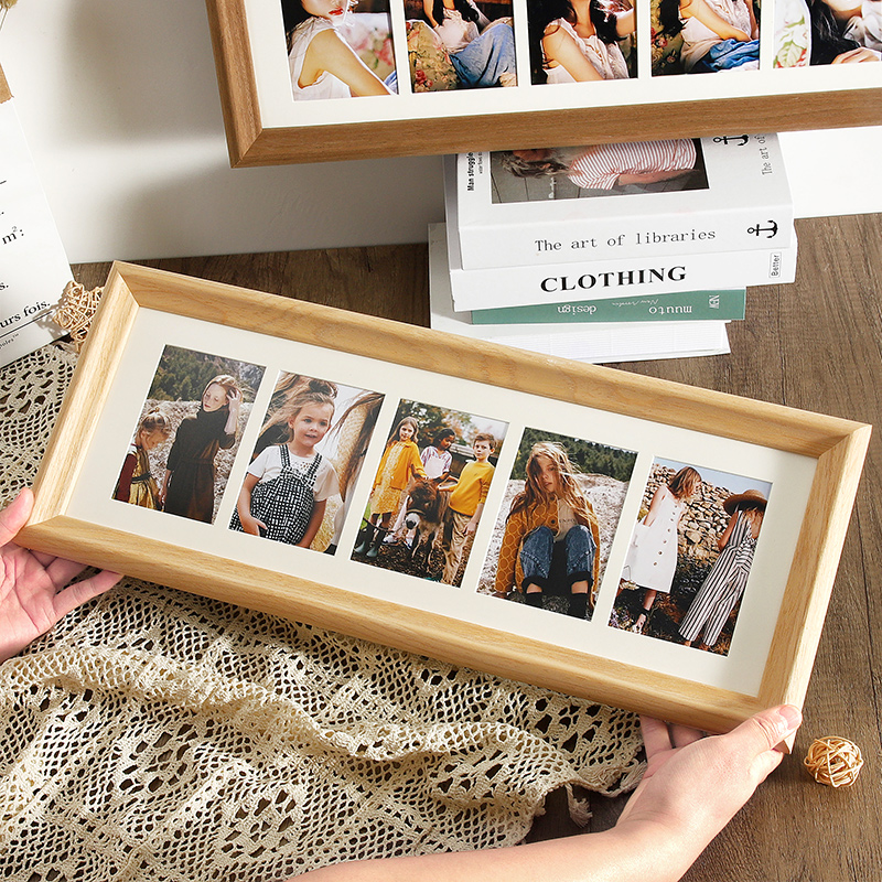 五连框摆台实木创意艺术照装裱