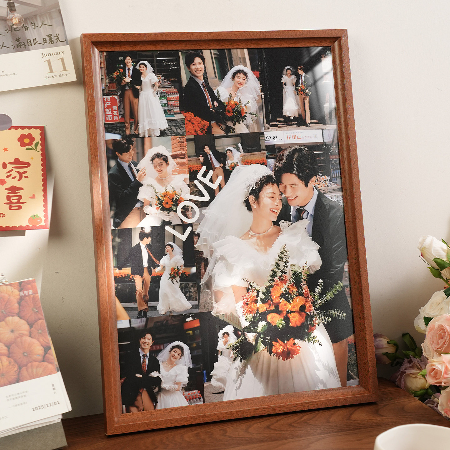 洗照片做成婚纱照加打印相框定制diy情侣结婚周年纪念摆台高级感
