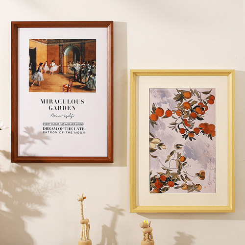 实木画框装裱定制边框挂墙A3a4卡纸油画框24寸拼图框8开素描相框