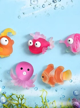 可爱迷你仿真海洋生物动物模型摆件小章鱼海马螃蟹手机壳配件