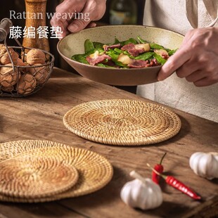 越南藤编隔热垫子餐桌垫家用防烫耐高温耐热锅垫碗垫茶盘子垫杯