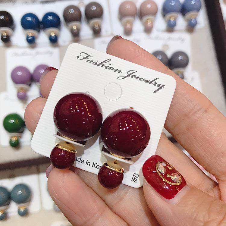 韩国东大门代购饰品纯色圆球珍珠前后款耳钉多巴胺色耳饰网红耳环,饰品/流行首饰/时尚饰品新,耳钉,淘宝优惠券,粉丝福利购,淘宝优惠卷