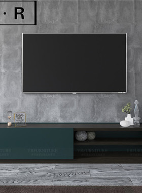 意式极简实木白蜡木电视柜现代简约1.8米绿色北欧客厅落地矮柜子