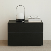 意式 极简烟熏橡木床头柜简约现代卧室床边柜创意置物储物柜收纳柜