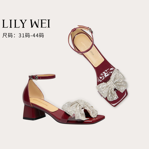 LilyWei一字带凉鞋甜美蝴蝶结