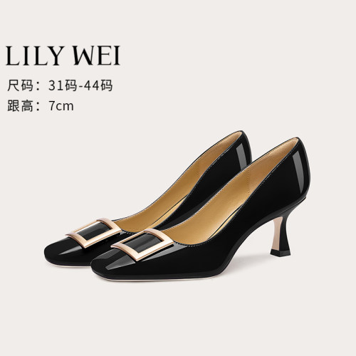 LilyWei细跟工作鞋气质一脚蹬