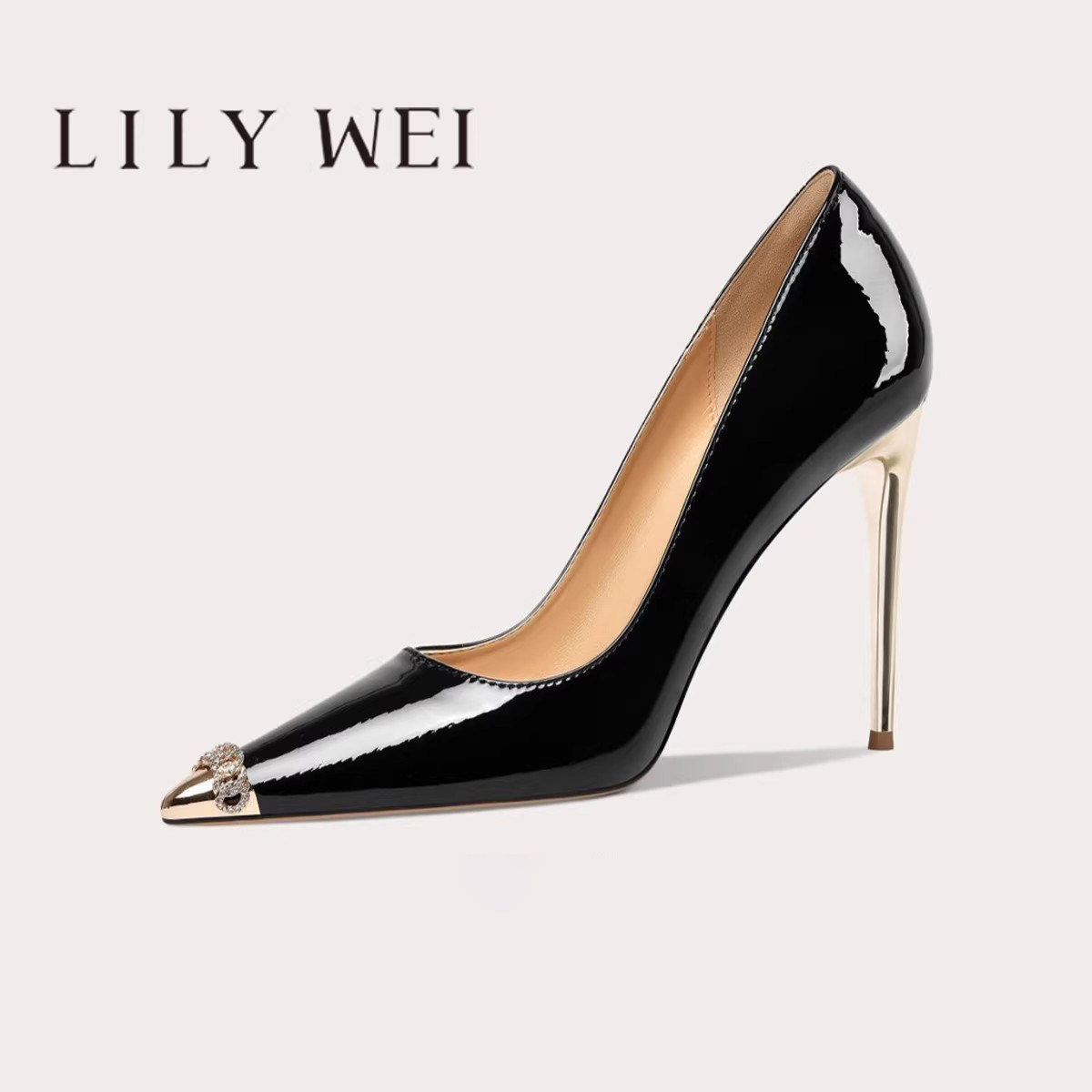 Lily Wei【灯红酒暖】2025春新款单鞋尖头细跟设计感气质小码女鞋