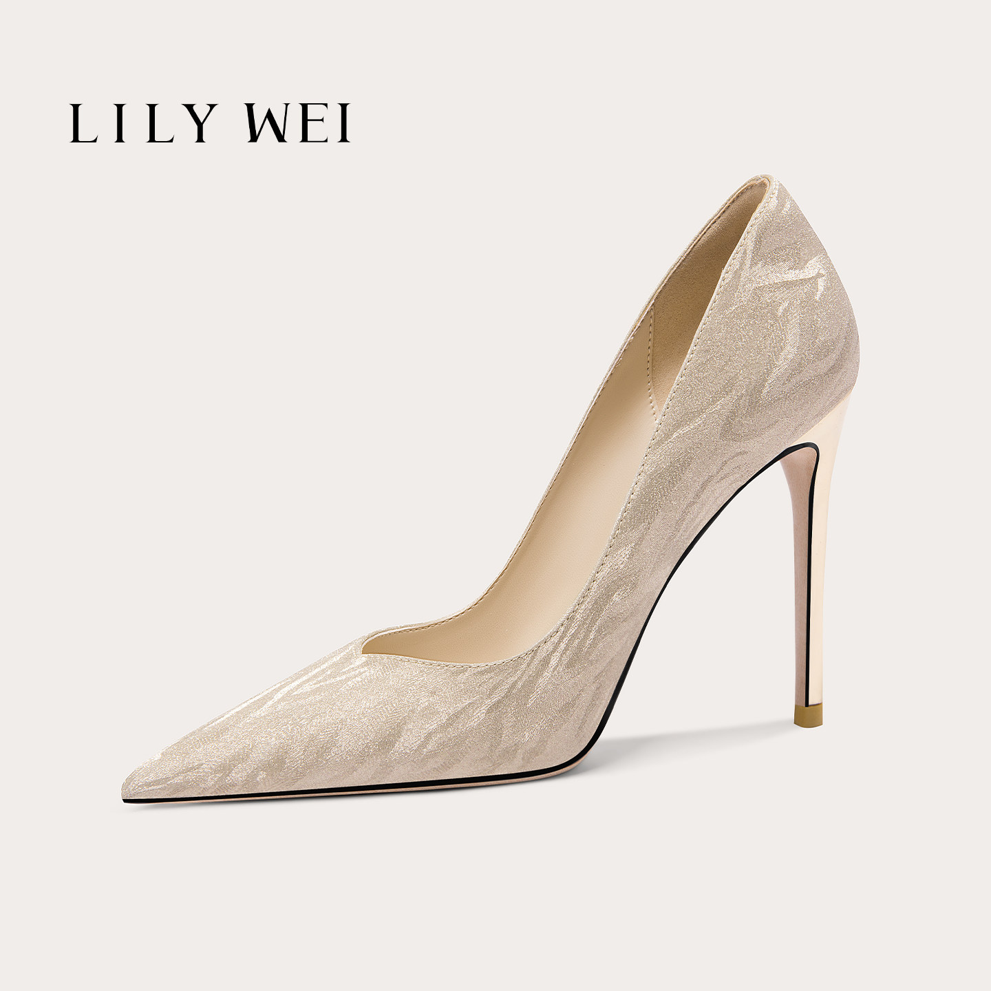 Lily Wei【微光浮尘】秀禾婚鞋法式细跟高跟鞋浅口小码女鞋313233