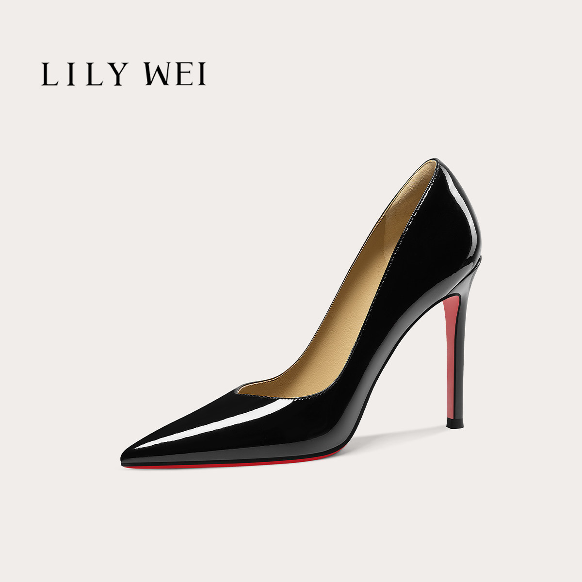 LILY WEI【巴黎夜色】气质职场御姐风红底高跟鞋尖头细跟女鞋31