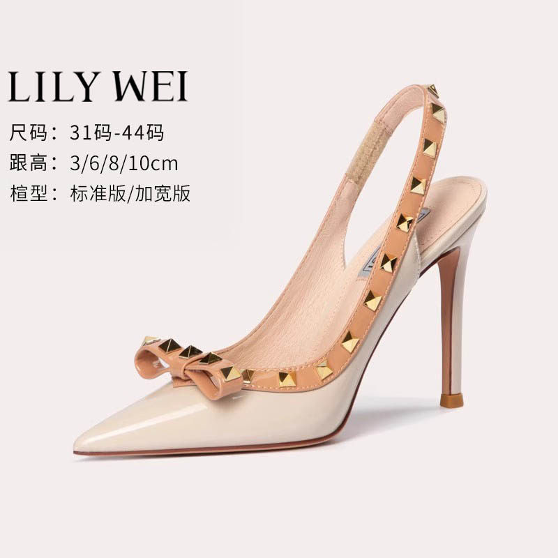 Lily Wei2026夏高跟鞋大码40-43细跟铆钉41凉鞋女包头小码313233
