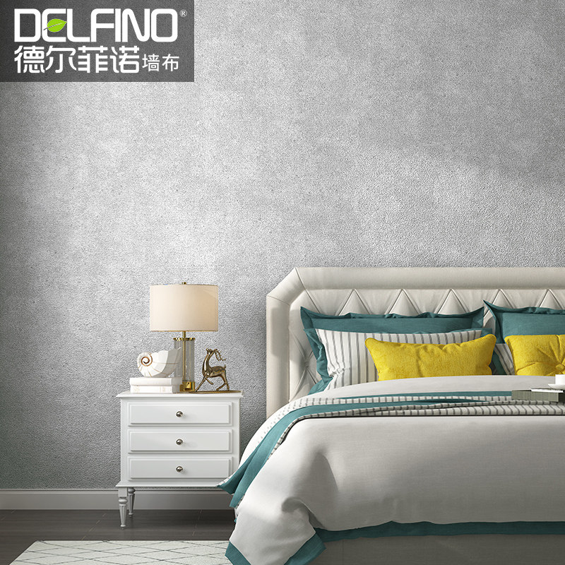 轻奢美式无缝墙布现代简约墙纸卧室客厅家用背景墙提花素色壁布