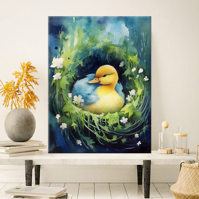 安睡可达鸭 diy数字油画卡通动漫卧室客厅摆件水彩画手工丙烯油彩