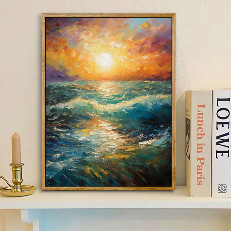 海上日出 数字油画diy手工客厅唯美风景装饰画手绘填充涂色油彩画