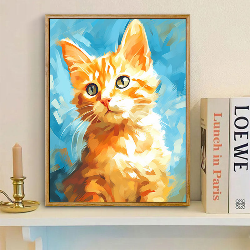 非之语 猫咪自画像diy数字油画客厅动物手工丙烯摆件水彩画油彩画