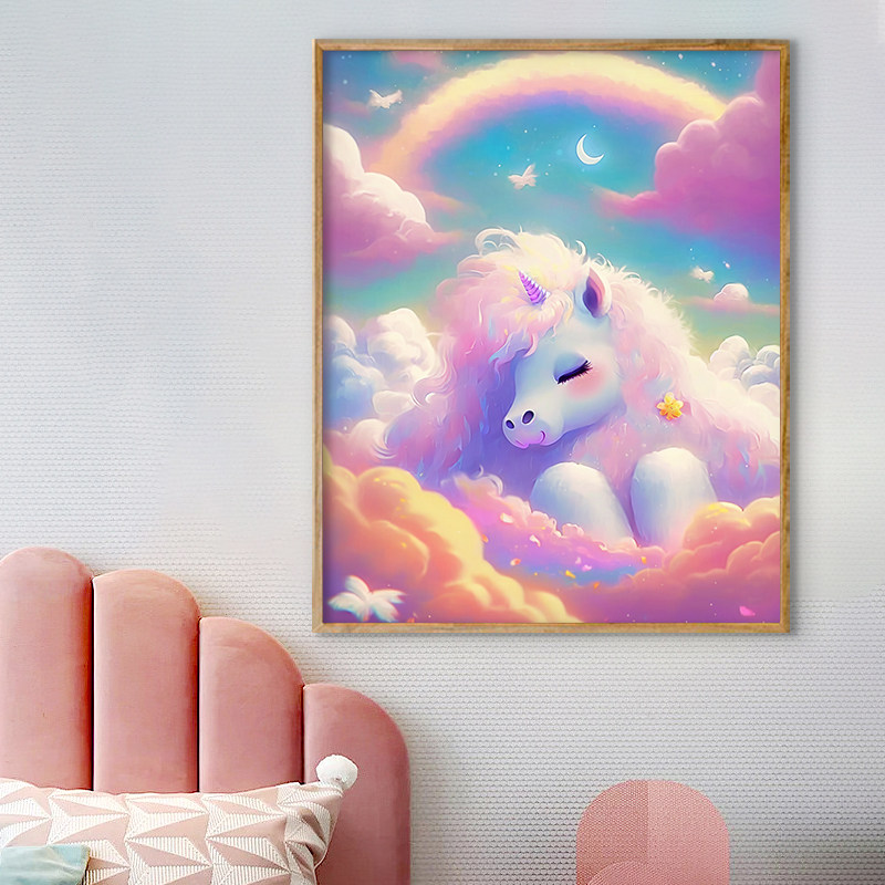 非之语 diy数字油画彩虹白马手绘填充涂色卧室装饰唯美治愈油彩画