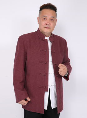 高三强唐装 冬季厚款男汉服 盘扣立领休闲中国风亚麻棉衣18335