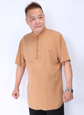 高三强唐装 新款夏季男士上衣中国服汉服 中式立领短袖 15078