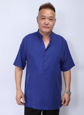 高三强唐装 新款中国服汉服 中式立领夏季男士半袖上衣15604