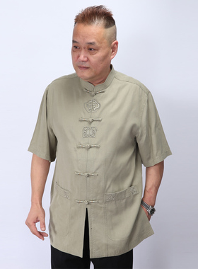 高三强唐装 立领中式上衣 新款短袖男 夏季中国服14242