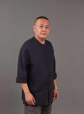 高三强唐装 新款夏季中国服汉服男士短袖上衣 中式传统半袖 15619