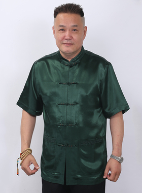 高三强唐装夏季中国服汉服短袖盘扣立领衬衫18309