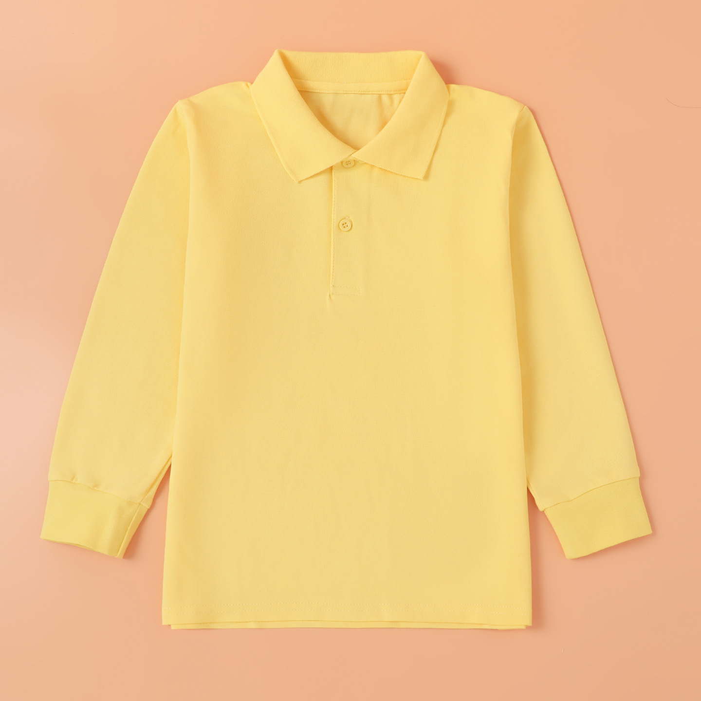 男童秋季长袖POLO衫T恤黄色上衣春秋款女童班服棉质中小学生校服