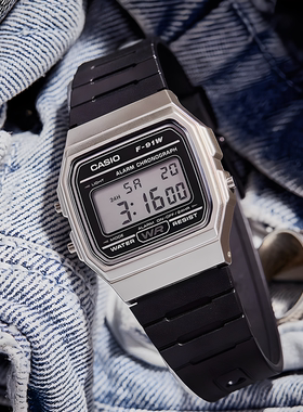 Casio卡西欧手表复古学生电子小方表F-91W-1 F-91WM-7A