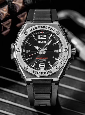 卡西欧casio手表男款钢铁之心学生运动防水表MWA-100H-1A