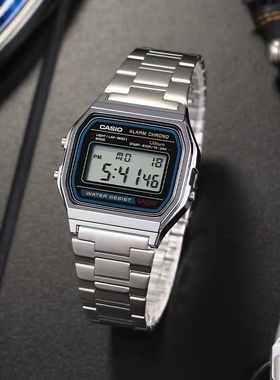 casio卡西欧手表男士复古小方块银表学生女款石英电子A158W A159W