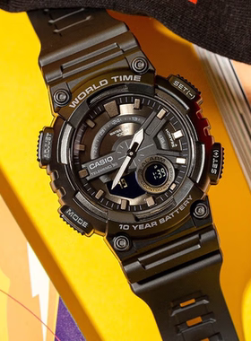 卡西欧手表男学生经典复古CASIO黑武士运动防水表 AEQ-110W-1B