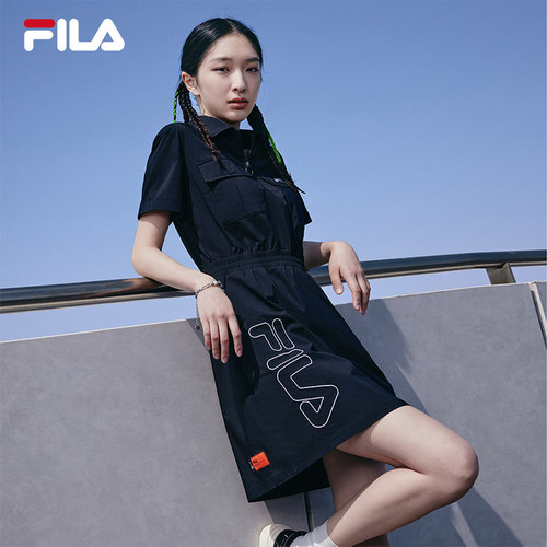 FILA X MAGIC STICKFila女子洋装2024夏季新款时尚休闲翻领工装裙