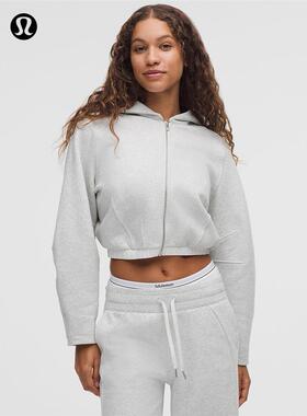 Loungeful 女士宽松剪裁短款拉炼连帽衫丨lululemon丨LW3JZGS