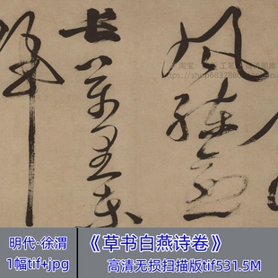 明朝徐渭草书白燕诗卷/中国书法草书字帖临摹学习长卷宣纸电子图