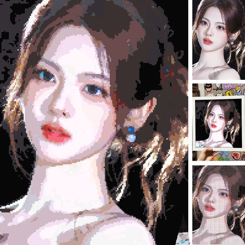 真人照片拼豆定制大图代拼帮拼写实风图纸漫画设计生日情侣送礼物
