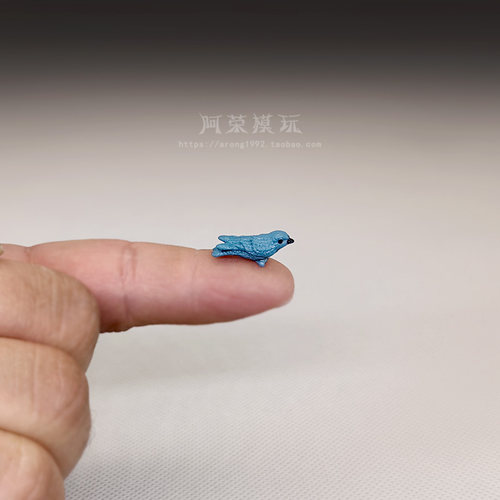 微景观微缩模型散货 静态袖珍蓝色小鸟站姿小鸟散货模型场景摆件