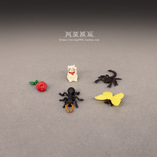 微景观微缩植物昆虫模型 袖珍玫瑰花招财猫蜘蛛蚂蚁蝎子摆件玩具