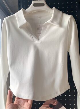 纯欲港风常规修身polo领上衣女