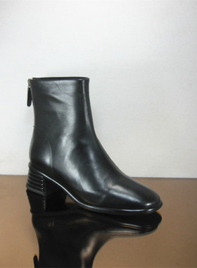 欧洲站欧货专柜正品玛莎贝尔21秋后拉链中拼缝胎牛皮时装靴915-1