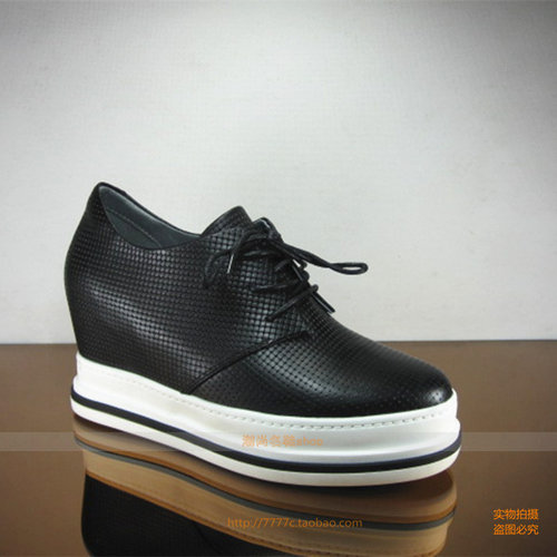 欧洲站厚底内增高牛皮休闲鞋