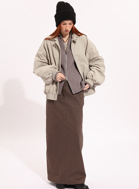 NEANT AW22 S2 大廓形浅灰尼龙飞行员立领夹克