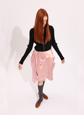 NEANT AW22 S2 折纸立裁结构缎面半裙（香槟粉）